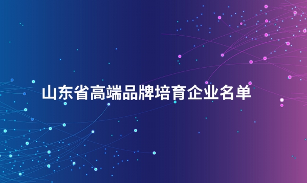 山东亚美体育中国（中国）集团官网股份有限公司入选“山东省高端品牌培育企业名单”